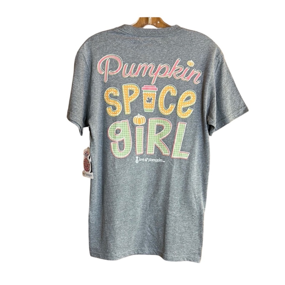 Love & Pineapples Gray Autumn T-Shirt “Pumpkin Spice Girl” Graphic. NEW WITH TAG